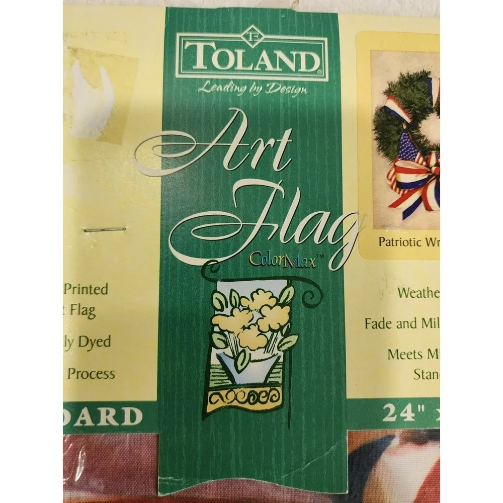 Toland Patriotic New Wreath Art Flag 24x36 USA Americana Outdoor Garden July 4th